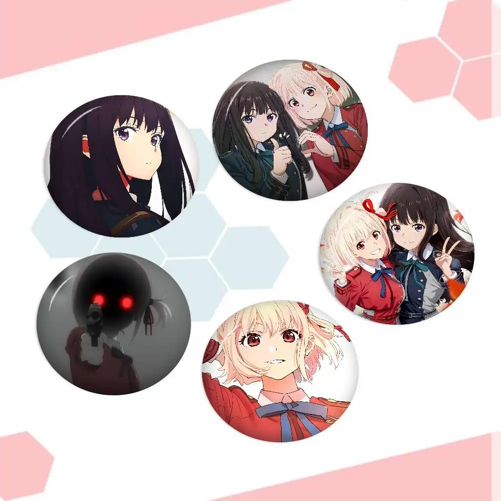 Animation Lycoris Recoil Anime Brooches Cute Cartoon Badge Jacket Jeans Lapel Pin Gift Accessorie