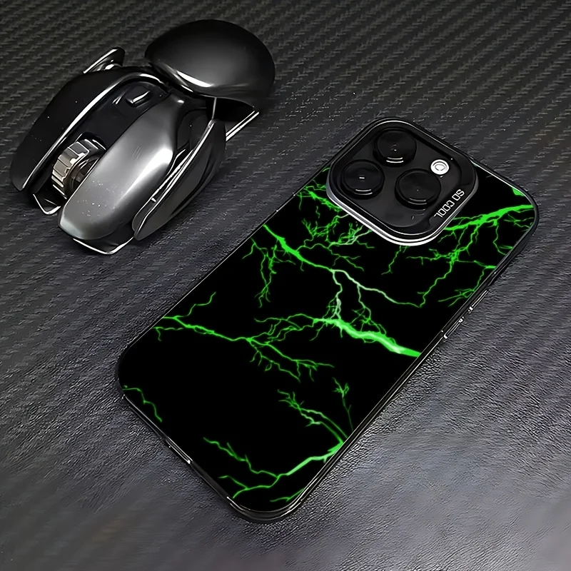 

Green Lightning Graffiti Mobile Case Suitable for iPhone 16 15 14 13 12 11 Pro/ Max/Plus Shockproof Back Cover Anti-Fingerprint