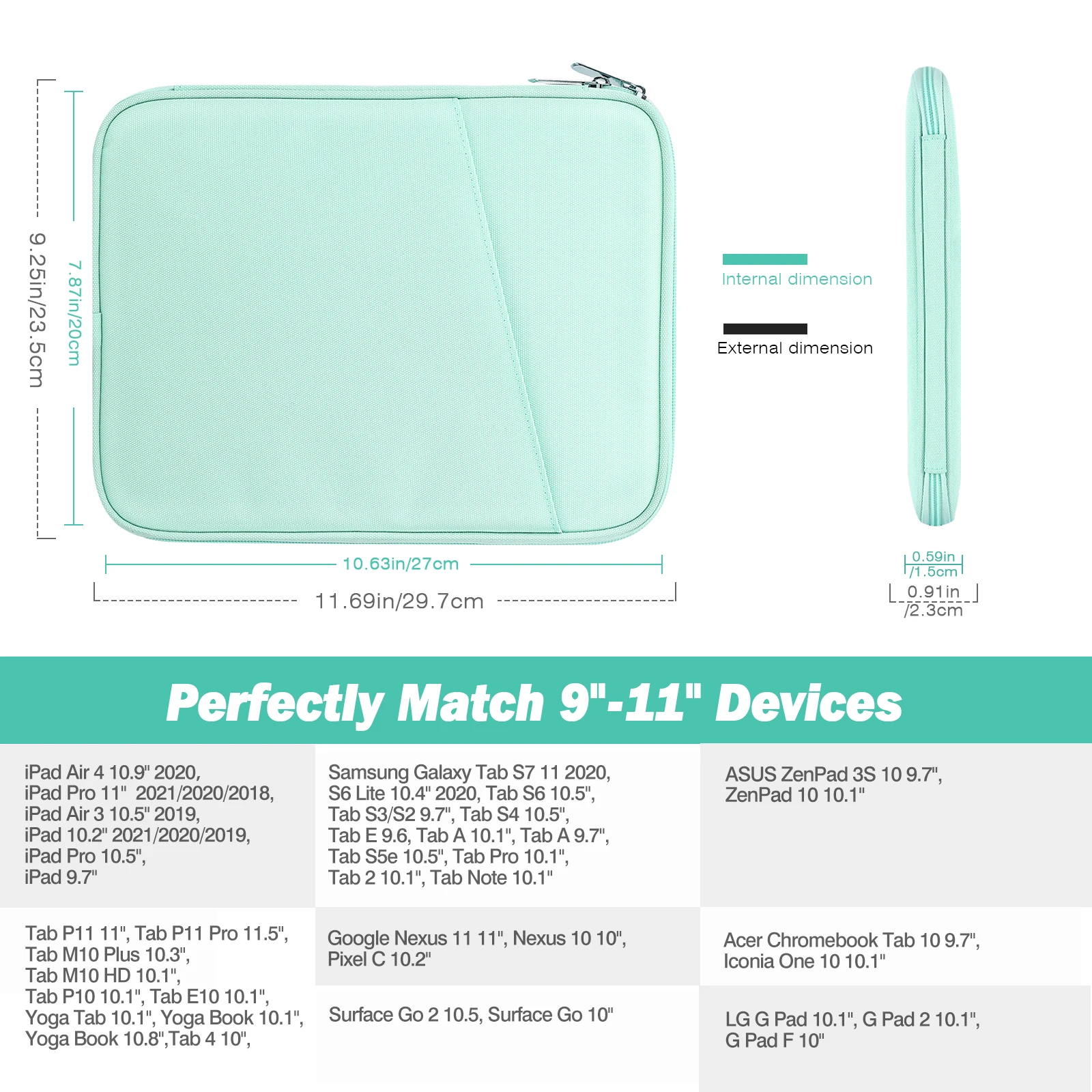 Sleeve Bag for 9-11 Inch Tablet,Protective Bag Carrying Case with Pocket For Samsung Galaxy Tab S8,Tab S6 lite,iPad Pro 11 2021