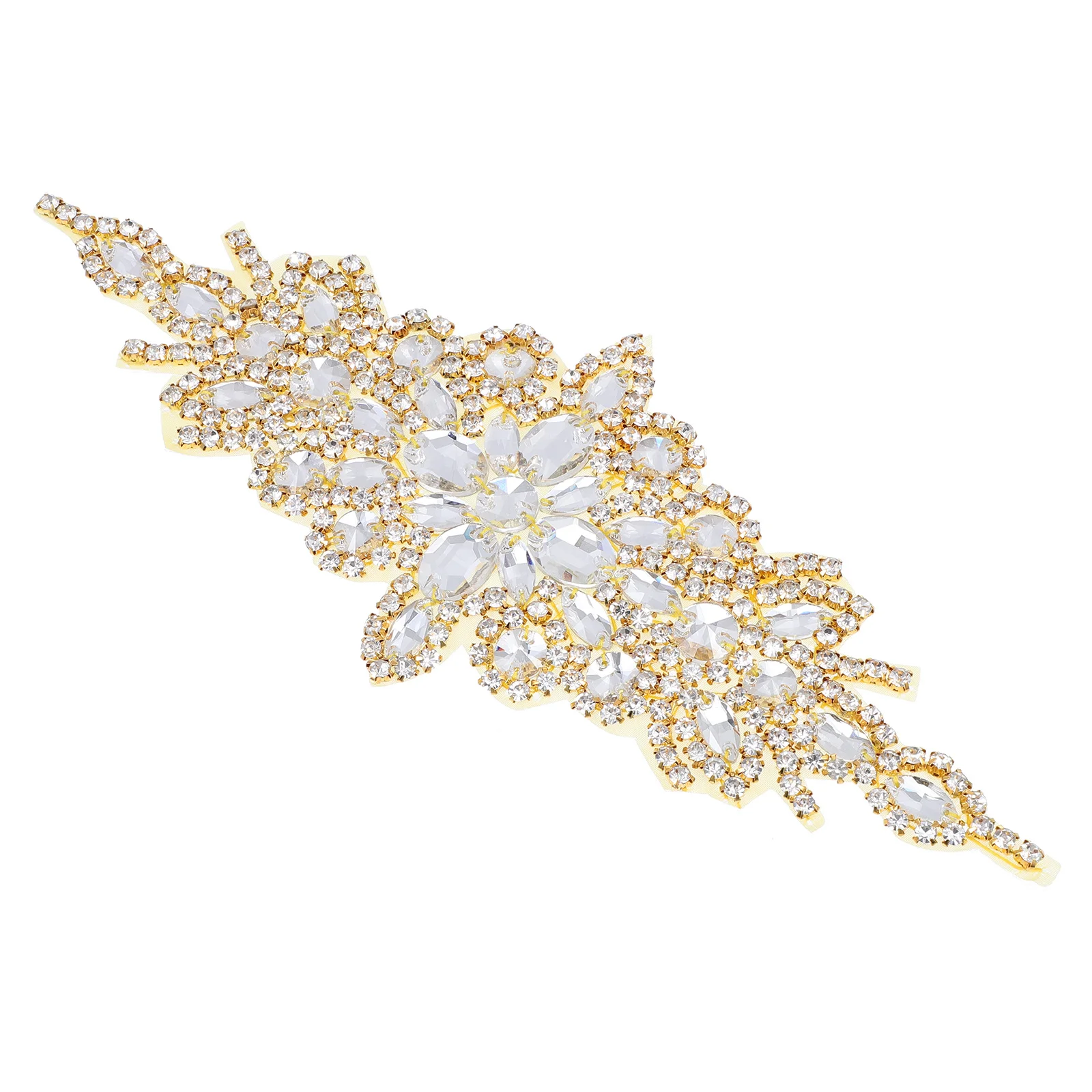 Wedding Rhinestone Applique Decor Bridal Accessory Shiny Sash Patch Premium Material Long Lasting Rhinestone Applique