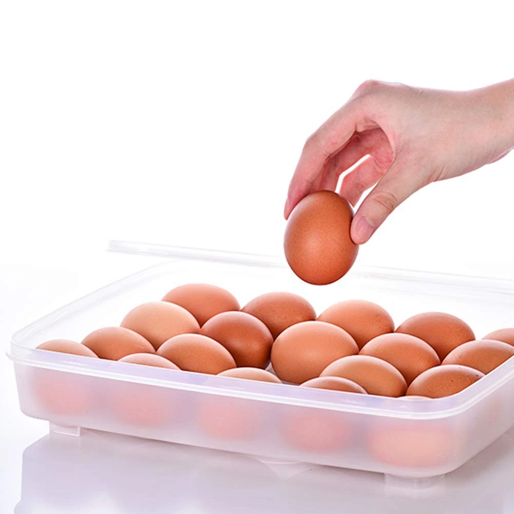 Egg Holder for Refrigerator Deviled Egg Tray Carrier with Lid Fridge Egg Storage Stackable Plastic Egg Containers 24 Egg Tray