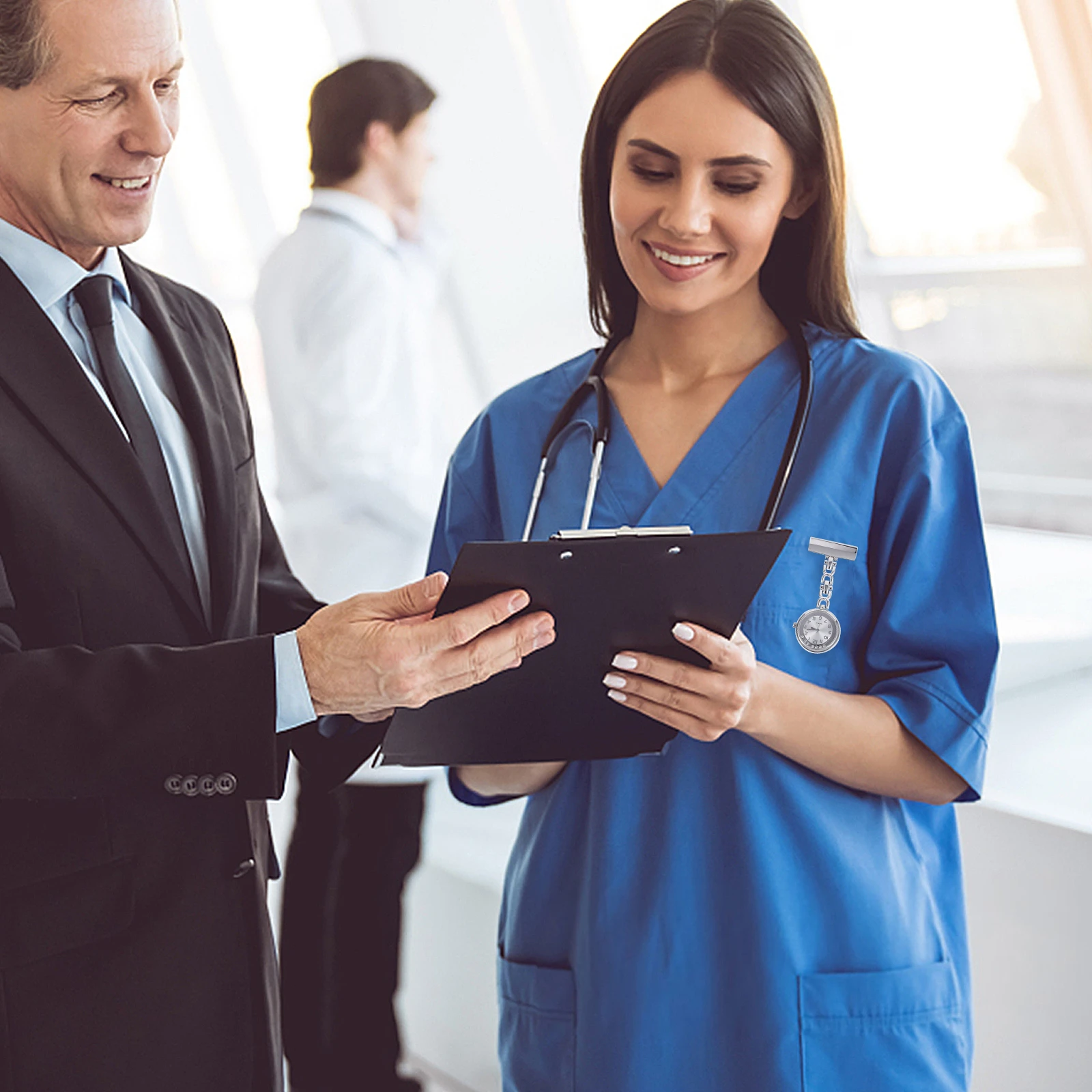 1 قطعة ممرضة كبيرة الطلب كوارتز سبيكة كليب على التمريض ساعة الجيب للطالبات الممرضات معلقة فوب ساعة