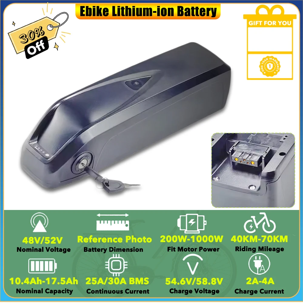 

Rad Power Electric Cargo Bike Utility Lithium 48V 17.5Ah 10.4Ah 14Ah 15Ah Battery for RadRunner Plus RadWagon 4 RadMini RadRover