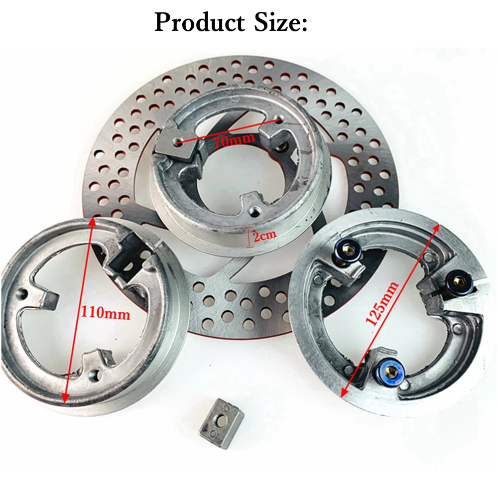 Freno de tambor de motocicleta/freio de disco, anillo de sujeción convertido para patinete eléctrico, freno de tambor trasero de 110mm, agujero de 70mm a agujero, instalación de disco de freno