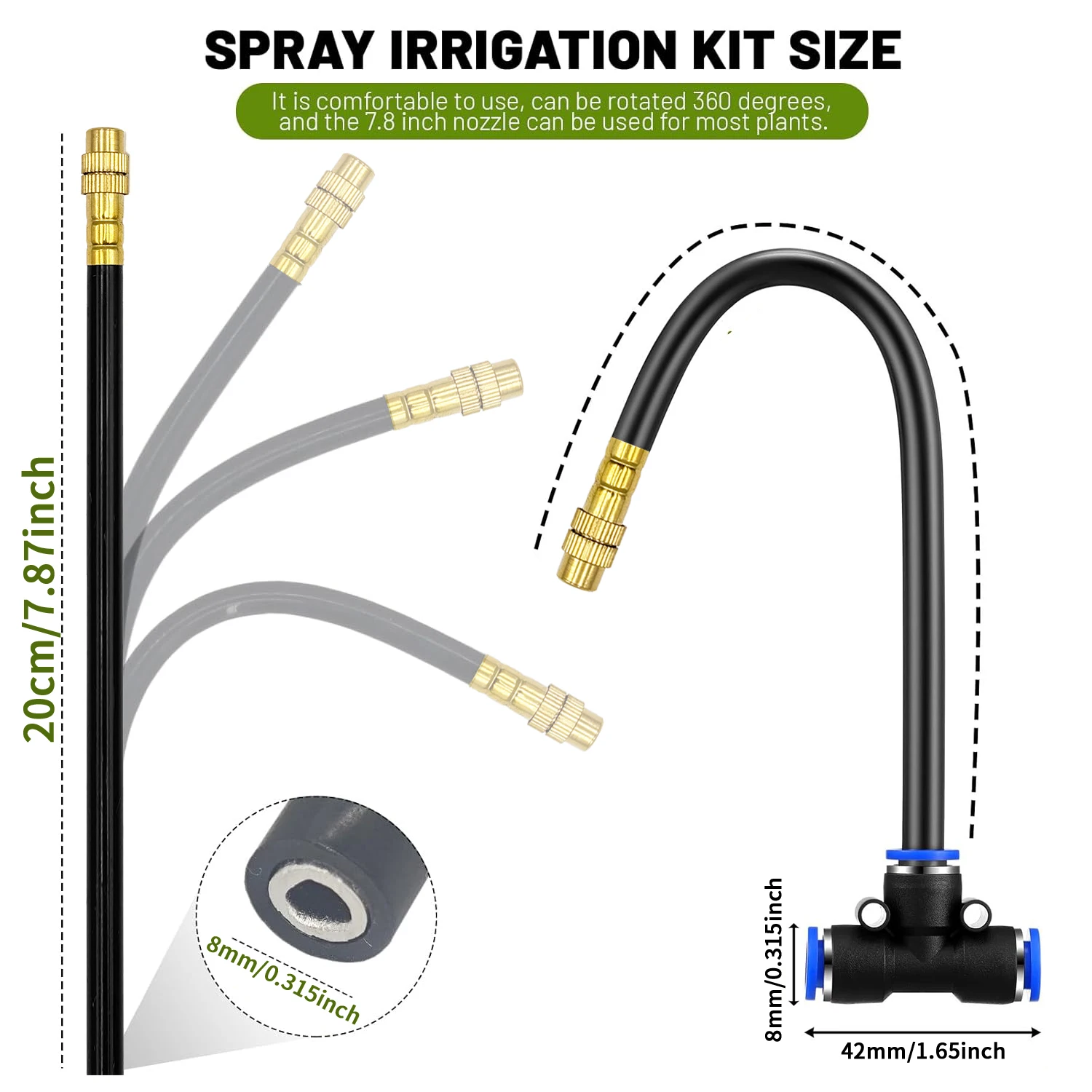 For Garden Plant Fogging Watering Irrigation 8mm Hose Patio Misting Cooling System 30M-5M DIY Free Bending Universal Sprayer Kit
