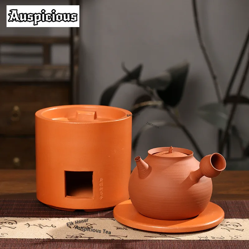 ZAEYORIA 650ml Chaozhou Kungfu Ultra-thin Sand-coated Pot Jump Cover Tea Make Side Handle Kettle Boiling Water Kettle For Stove