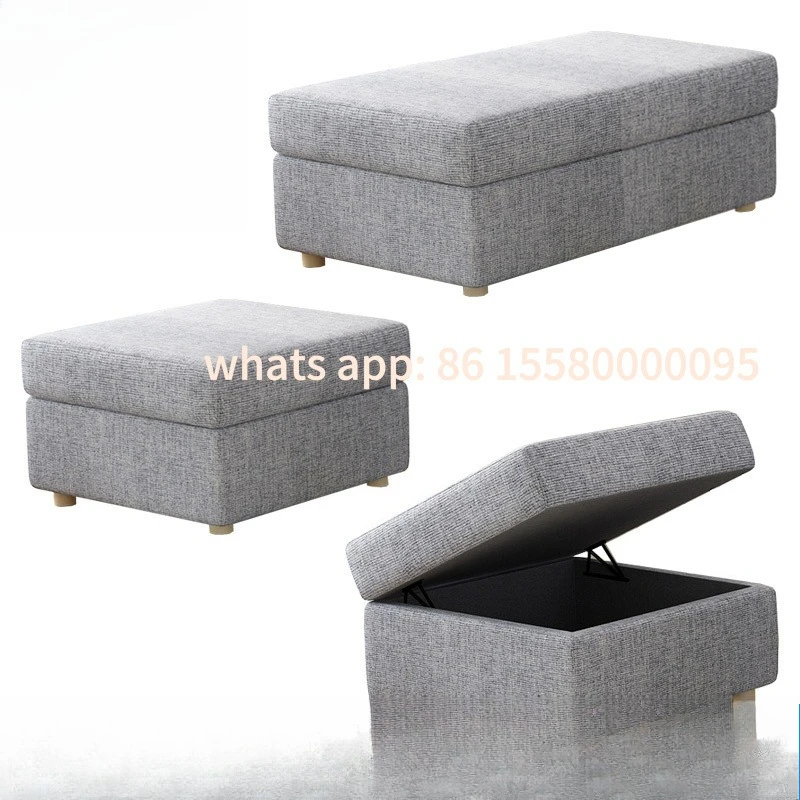 

Customizable fabric sofa foot stool rectangular shoe changing sofa stool single square pedal can be stored