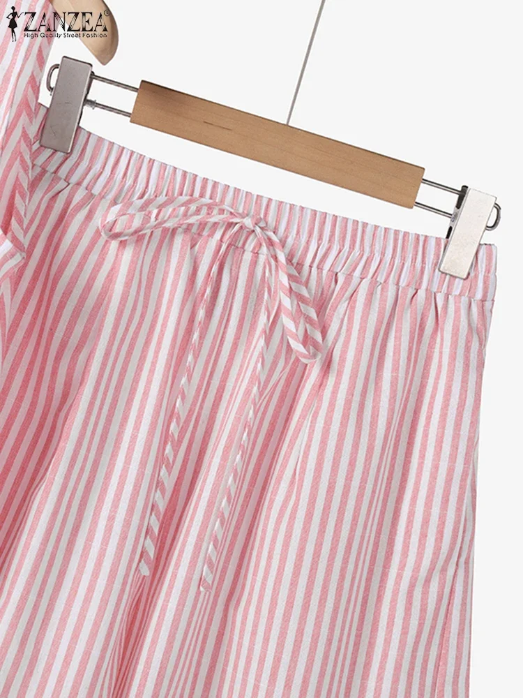 ZANZEA ฤดูร้อนผู้หญิงสั้นชุดแขนกุดชุด 2PCS ชุดสั้นแฟชั่น Casual หลวมการจับคู่ Tracksuits ขนาดใหญ่ 2025