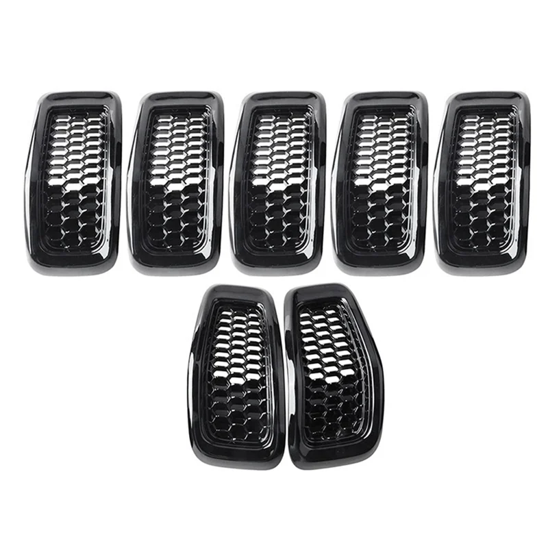 

Black Car Front Insert Mesh Grille Decoration Cover Front Radiator Inlet Grill Trim Cover For Jeep Cherokee 2014-2018 Parts-A67F