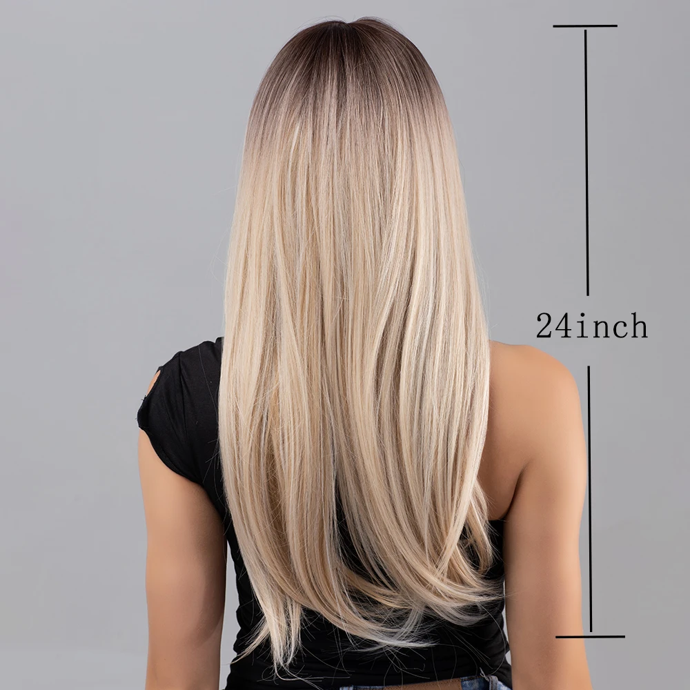 24Inch Synthetic Wig 60.96 cm Multi-color Long Straight Fiber Heat-resistant With Bangs for Women Girl Lady Daily Party Use