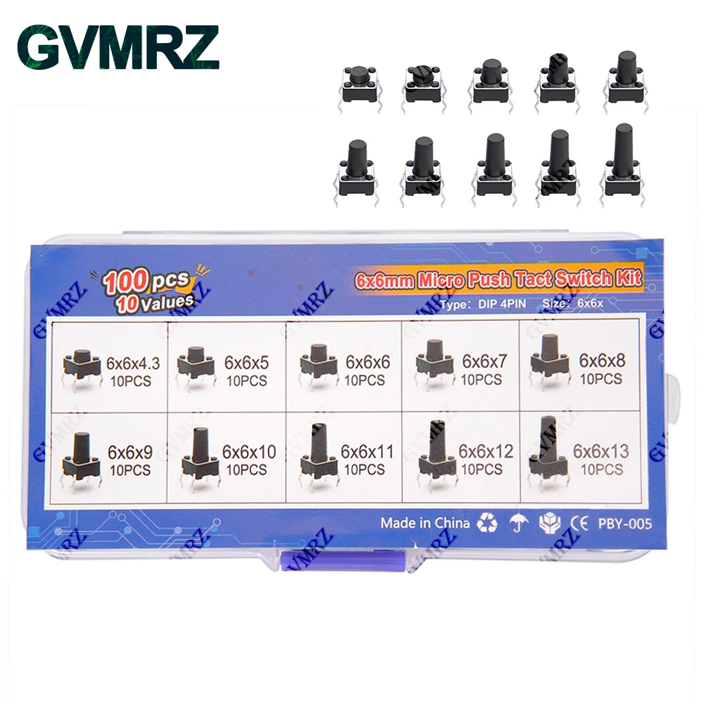 100PCS 10Values 6X6…