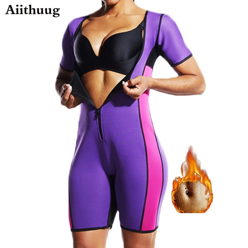 

Aiithuug Women's Sauna Suit Shapewear Weight Loss Corset Sweat Body Shaper Slimming Neoprene Short Sleeve Neoprene Bodysuit