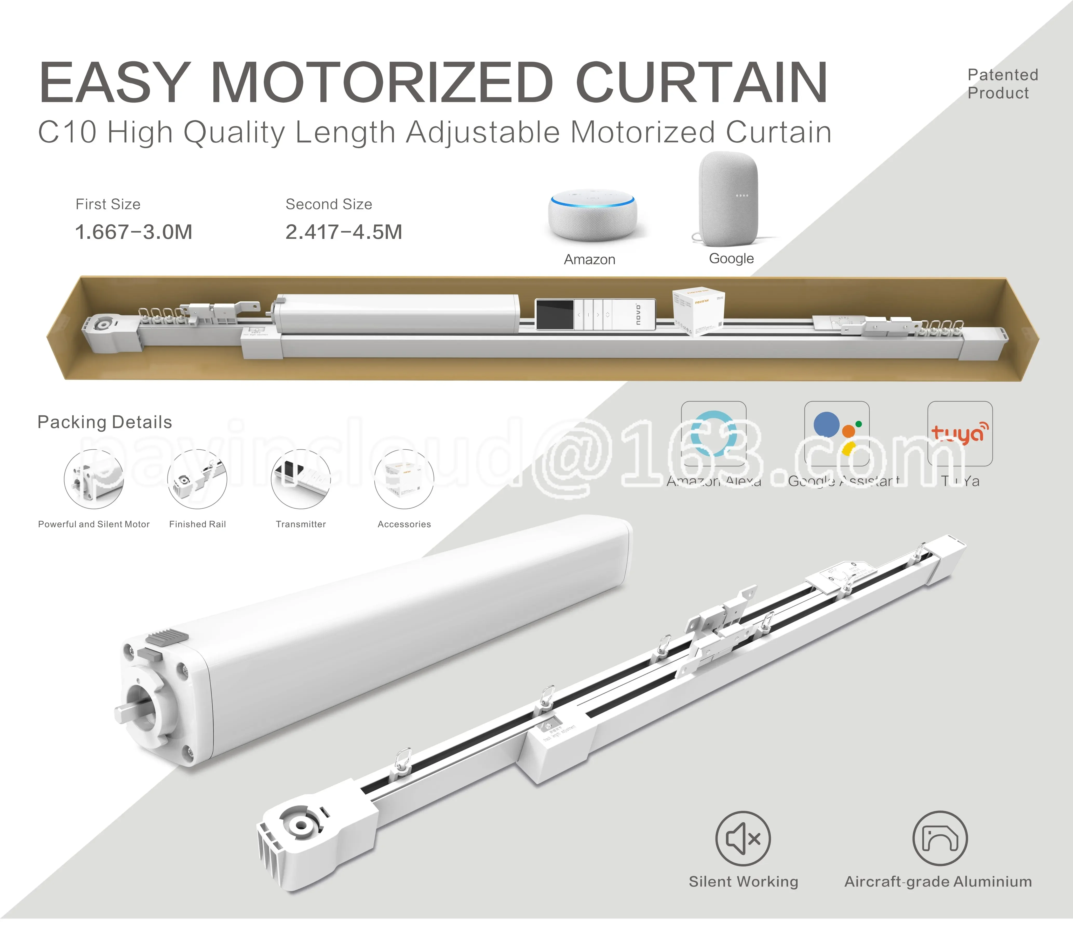 Motor Kit 2022 ZigBee Smart Curtain Motor Kit with Retractable Rail for Home Automation with Smart Life App