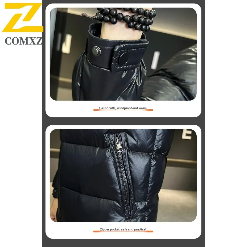 COMXZ Reise-Daunenjacke für Herren, 2029, klassisch, lässig, mit Kapuze, kältebeständig, Parka, einfarbig, Abenteuer, verdickter warmer Wintermantel