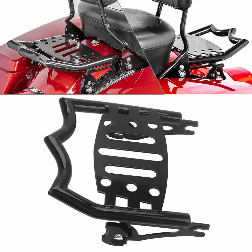 Motorcycle Detachable-Style Luggage Rack Luggage Rack With Two Latch Clips Compatible With Harley Touring 2009-2025 Alloy Steel