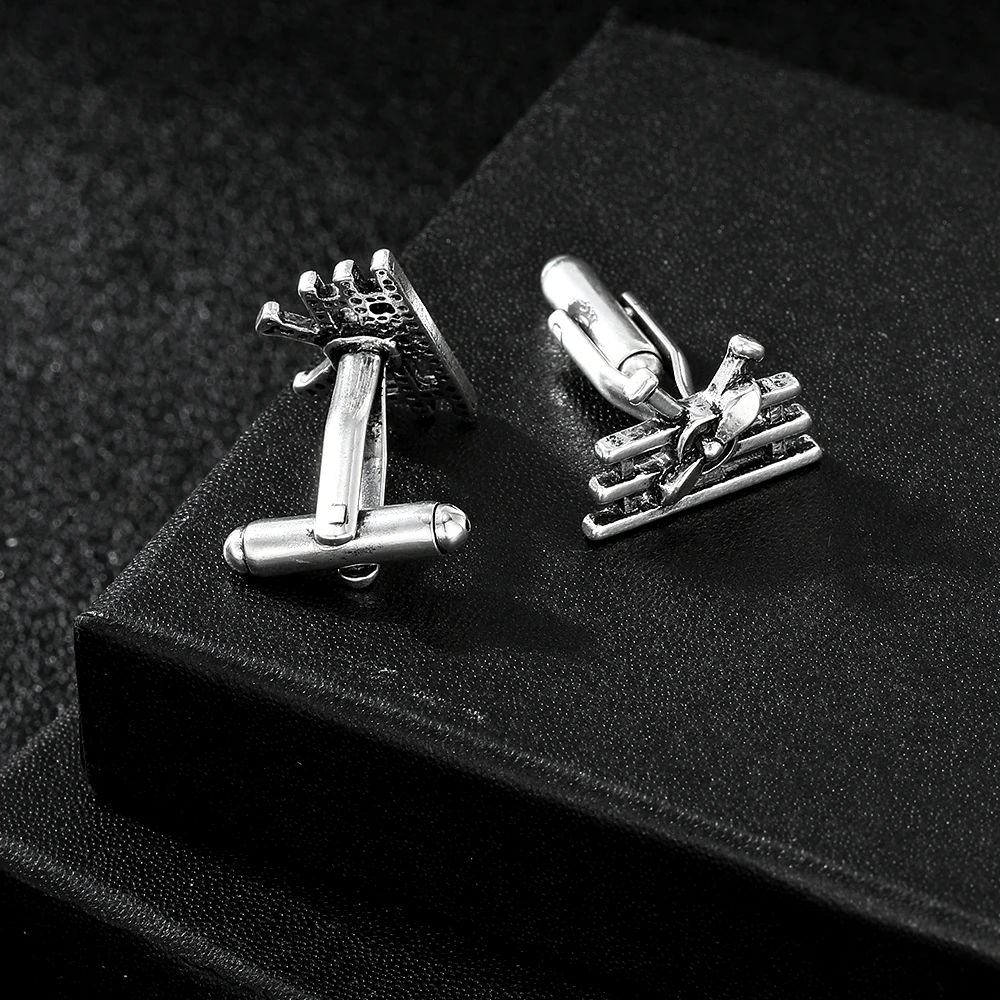 Vintage Aircraft Propeller Shaped Mens Cufflinks Retro Biplane Battle-plane Design Sleeve Button