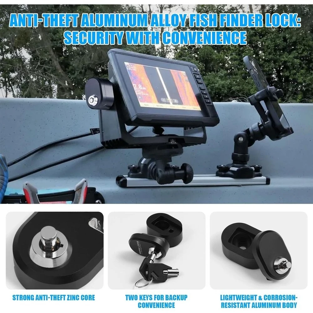قفل صياد السمك، عبوتان من قفل رسم بياني لصيد الأسماك من الألومنيوم البيضاوي لتأمين وحدة الصيد إلى حامل Gimbal لـ Garmin وHumminbird وLowranc #3