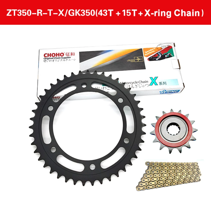 Silent Durable Chain SPROCKET KIT Fly Chain Wheel Kit Pinion Front Rear Sprocket for Zontes ZT350-R-X-T GK350