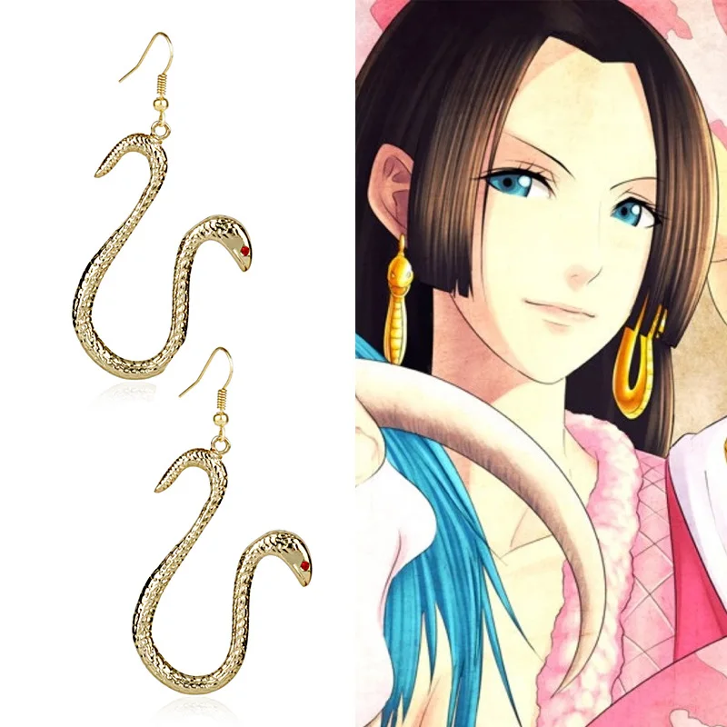 Cartoon Snake Pendant Earrings Anime Boa Hancock Cosplay Prop Dangle Eardrop Jewelry Cute Party Gifts for Woman Girls - view 6