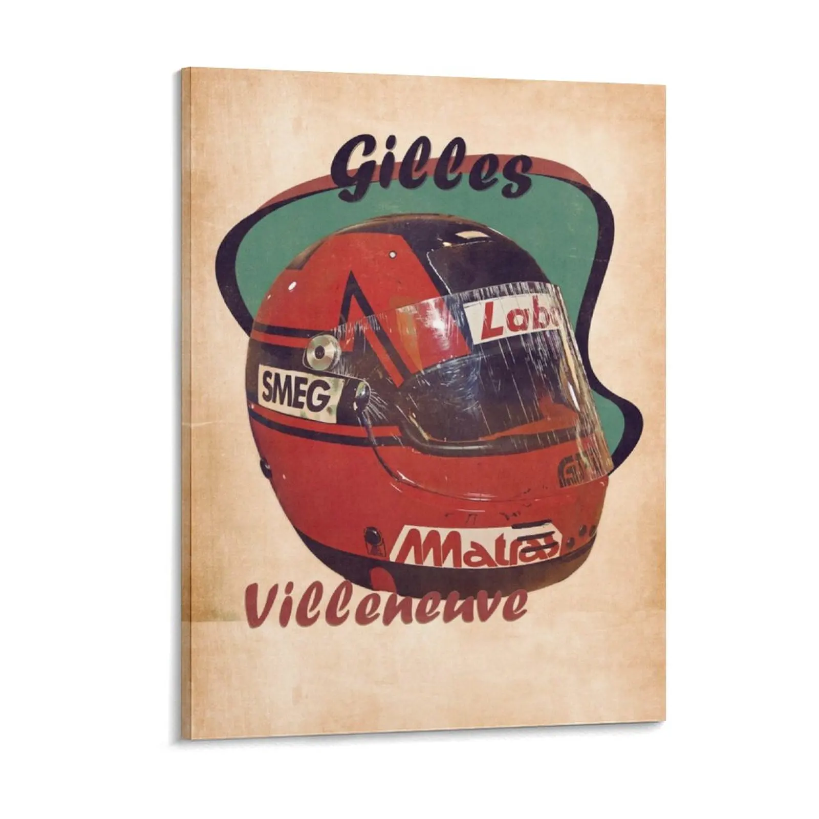 Gilles Villeneuves Helmet Canvas Painting Rusty Party Funny Customize Cinema Framed Wall Paintings