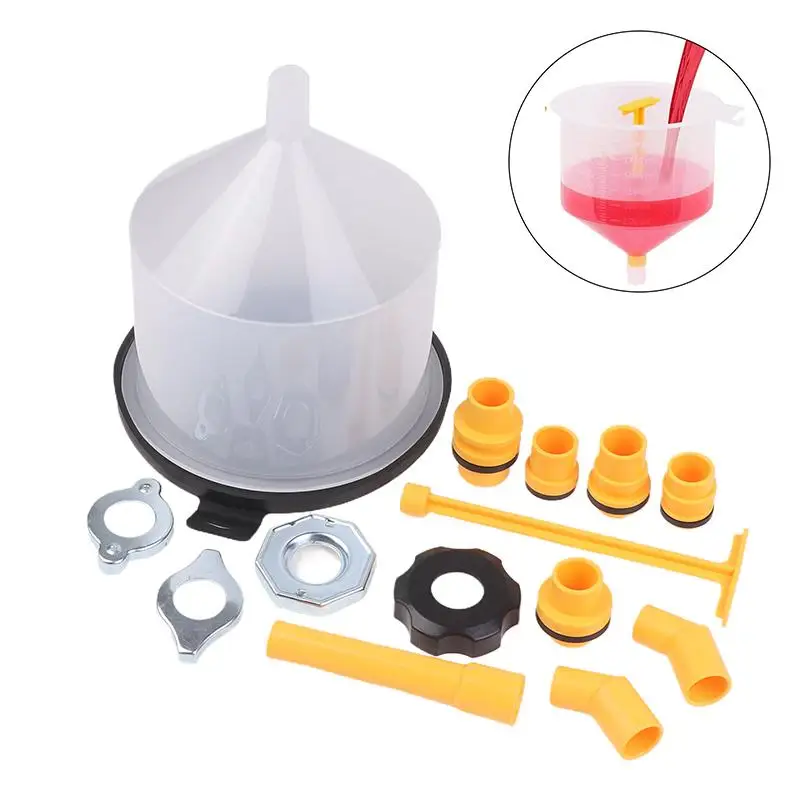 15Pcs Universal Spill-Proof Coolant Oil Filling Funnel Spout Kit Vehicle Refueling Tools Car Accessories