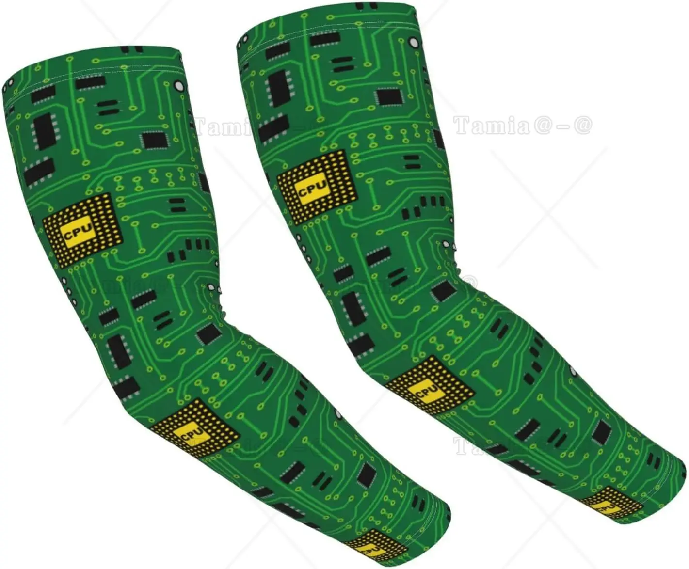 Computer Nerd Circuit Board Cpu Flower Cooling Arm Sleeves for Men Women Sunscreen Arm Cover with Thumb Holes for Gardening