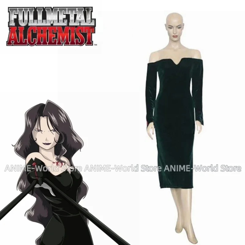 

Fullmetal Alchemist Lust Cosplay Costume Dark Green Dress Customize Size