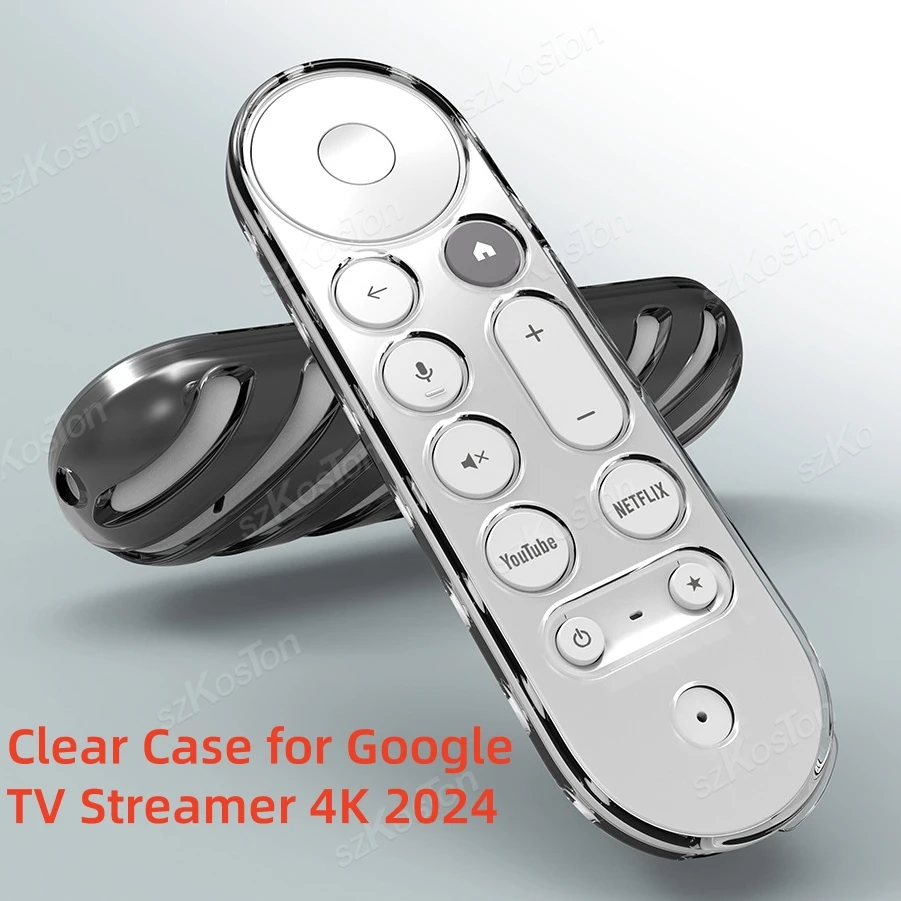 TPU Remote Control Cases Transparent Protective Case for Google TV Streamer 4K 2024 Remote Control Shockproof Anti-Slip Sleeve