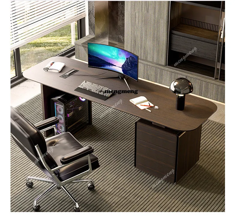

Light luxury Italian minimalist desk designer modern simple solid wood home living room computer office writing desk