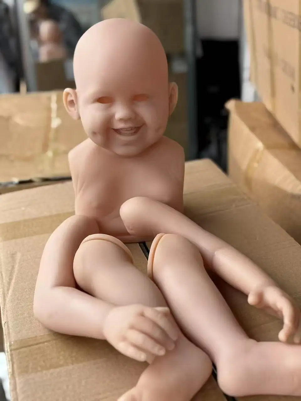 

FBBD 32inch Reborn Baby Dimple Unpainted Kit Fresh Color Lifelike With Cloth Body Without Connectors DIY Part With Eyes