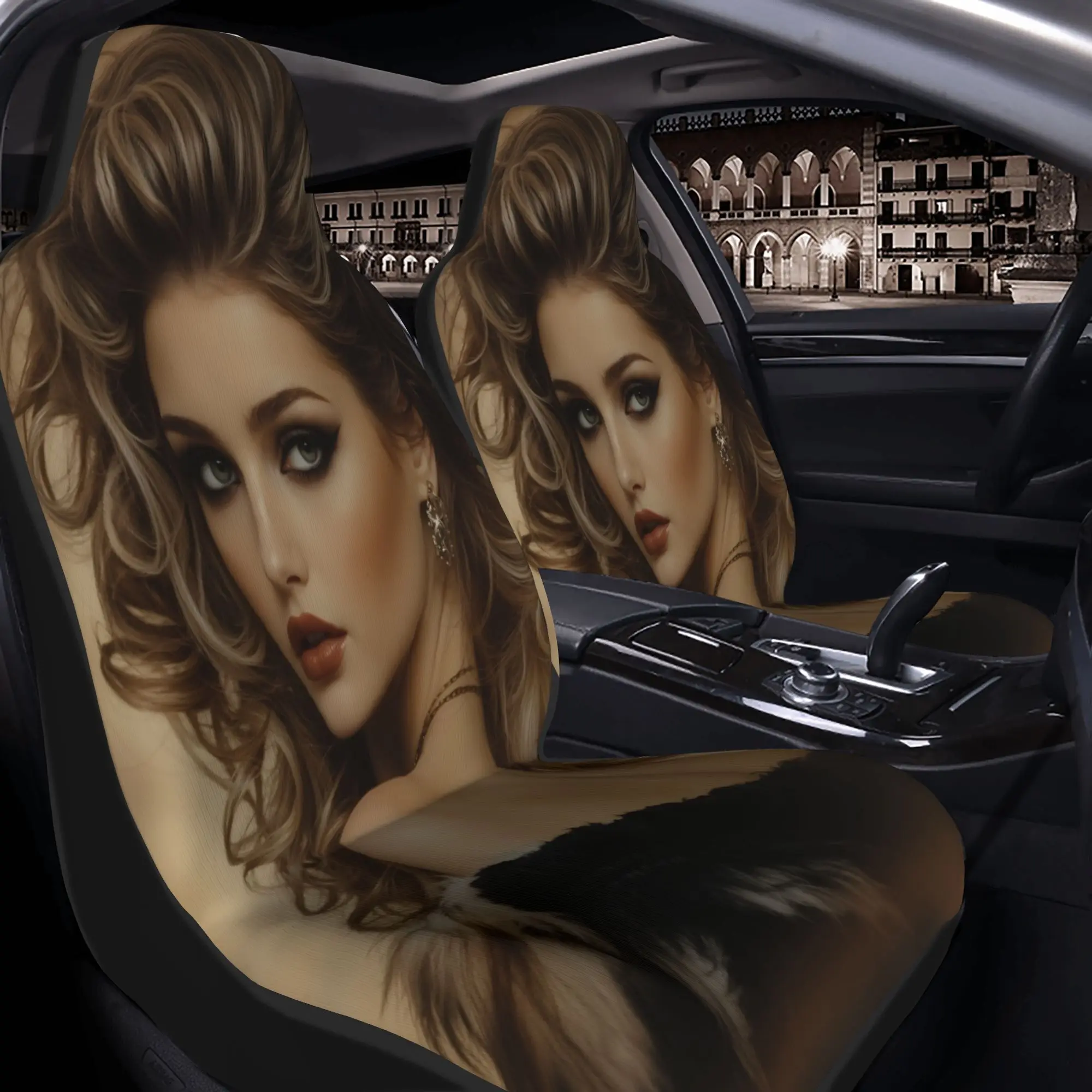 Set Of 2 Stylish Curly Hairstyles Paired With Striking Eye Makeup And A Fur Collar. Car Seat Covers That Fit For All Types Of Ve