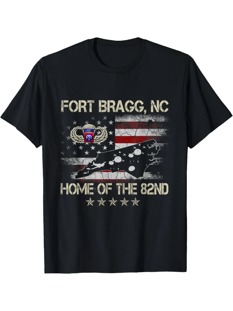

Fort Bragg NC 82nd Airborne Division Home of the 82nd Graphic design-100% cotton O-neck short sleeve printed men's T-shirt.