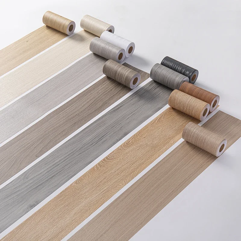 1 Roll Thickened Imitation Wood Grain Skirting Wall Stickers, Self-adhesive Living Room Bedroom Wall Corner Decoration