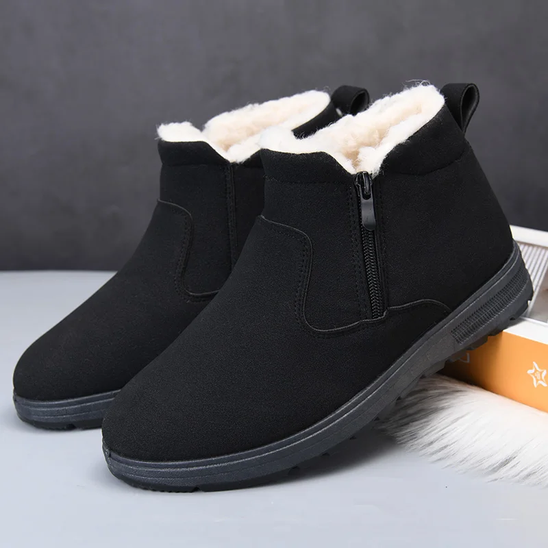 Men's Insulated Side-Zip Ankle Boots - Winter Warm Ankle Boots, Suitable for Casual Snow Outings. Free Shipping on Cotton Boots.