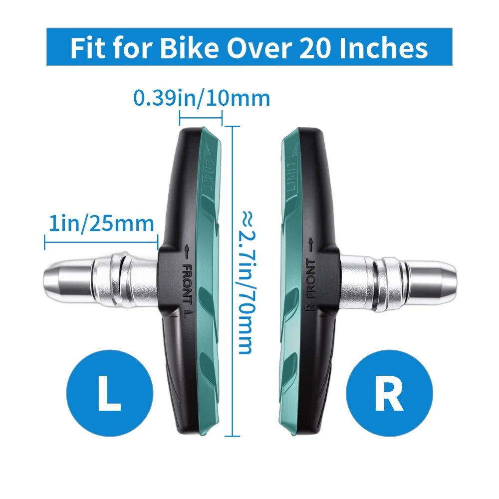 CNCLOL Fahrrad-V-Brake-Bremsbeläge 55 mm / 70 mm, passend für MTB, Faltrahmen, BMX-Fahrrad, Gummi-Bremsbeläge, 2 Paar, passend für Shimano/SRAM V-Brake – Detail 10