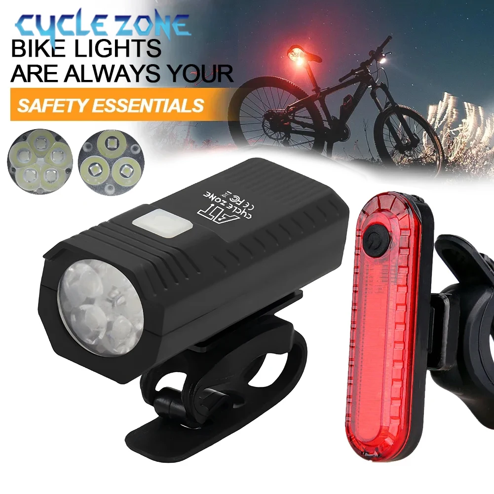 

3/5 LED Bike Light Rechargeable Bicycle Front Light Taillight Easy to Install 3 Modes MTB Cycling Safety Lamp for Night Riding