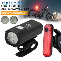 3/5 LED Bike Light Rechargeable Bicycle Front Light Taillight Easy to Install 3 Modes MTB Cycling Safety Lamp for Night Riding