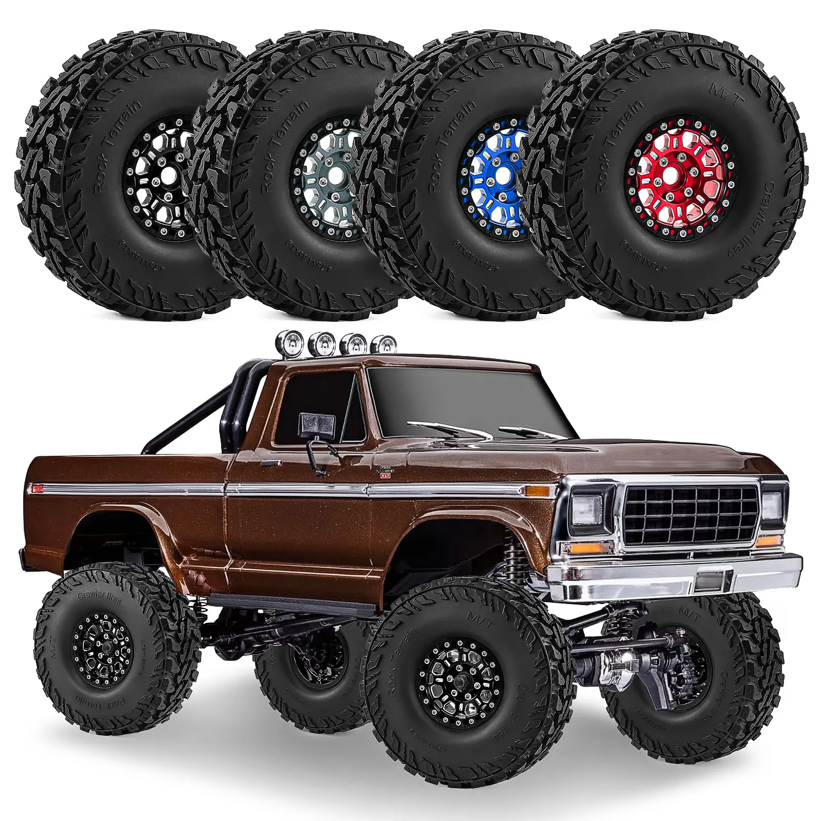 

Комплект колес и шин с замком 1,9 дюйма для гусеничного автомобиля 1/10 CX10 SCX10 II 90046 SCX10 III AXI03007 TRX4 TEX6-сплавные колеса и резиновая шина