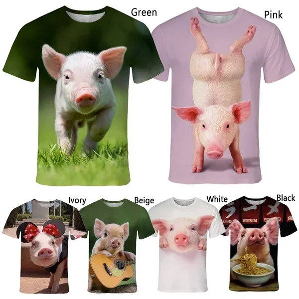 

Fashion Cute Piggy Animal 3d Printed T-shirt Funny Shirt Tops New Men's and Women's Summer Casual Short-sleeved