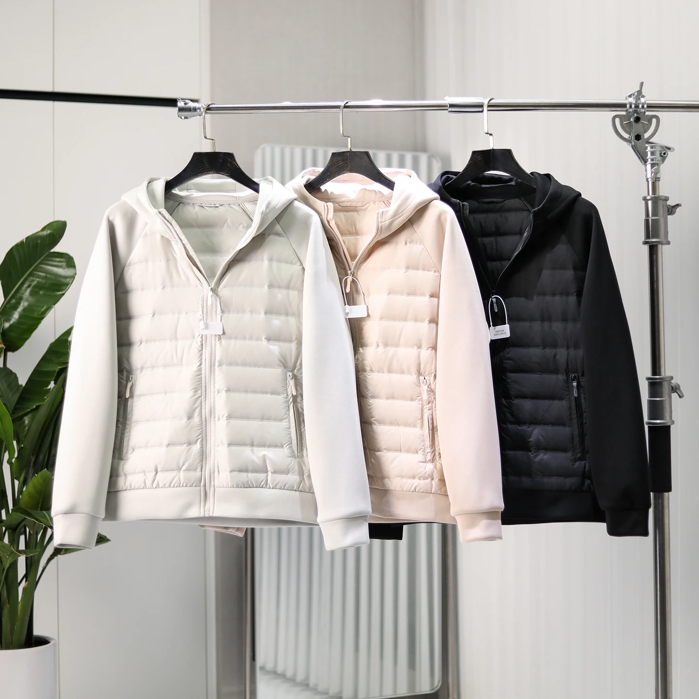 

Couple's Knitted 90 Duck down Jacket with Pressed Sealing Hood Lightweight Warm City Casual Style Polyester Fiber Coat