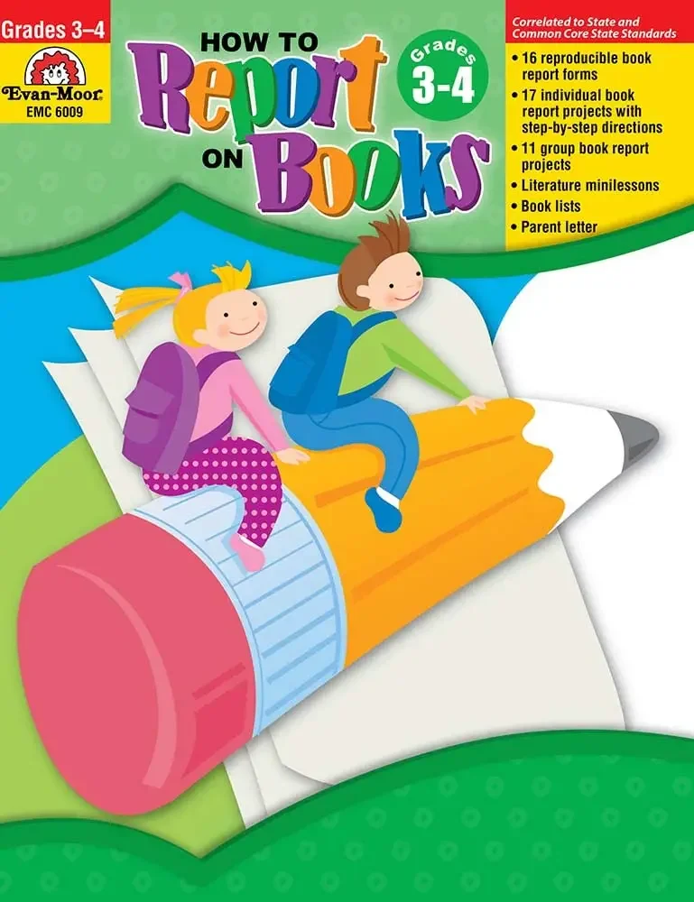 Evan-Moor How to Report on Books, Grades 3-4 Workbook,aged 8 9 10 11, English book 9781596730854