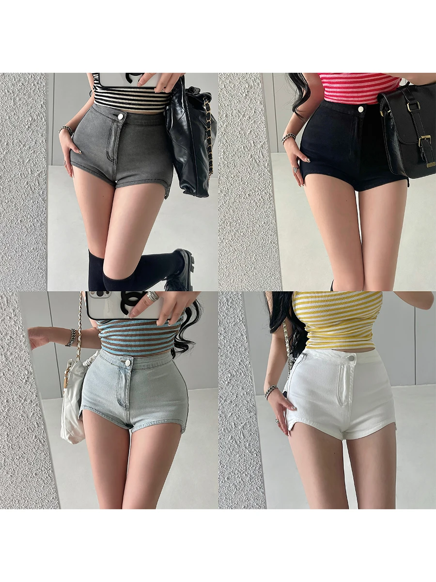 Sexy High Waist Crop Jeans Short Pants Irregular Arc Slimming Hot Pants Women's Summer Fashion High Waist Shorts