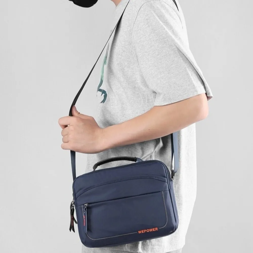 Multi-pockets Men's Shoulder Bag Multifunctional Waterproof Business Crossbody Bag Solid Color Adjustable Nylon Waist Bag Travel