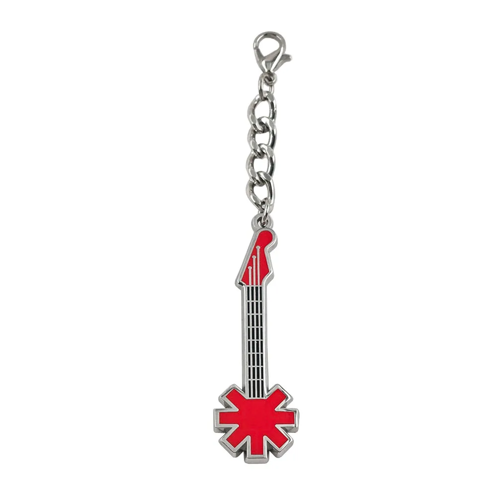 Red H0t-Chili Peppers Schlüsselanhänger Elektrogitarren-Schlüsselring RHCP Asterisk-Logo Anhänger Charm Rock Metal Band Rucksack Taschenzubehör – Detail 1