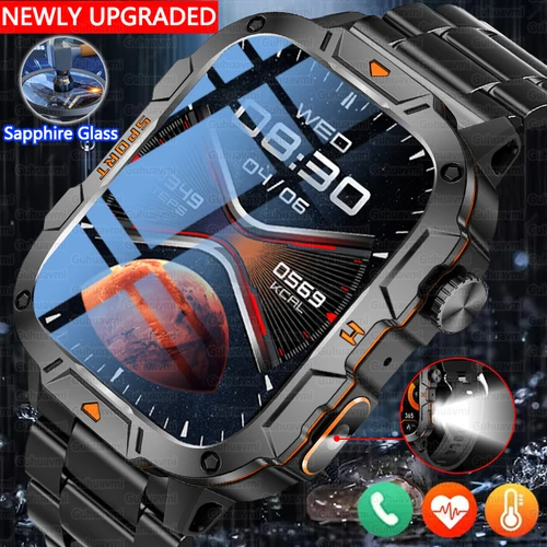 2025 nuevo para Xiaomi reloj inteligente de grado militar para hombres 1,96 ""pantalla AMOLED 5ATM impermeable rastreador de actividad/deporte BT llamada Smartwatch