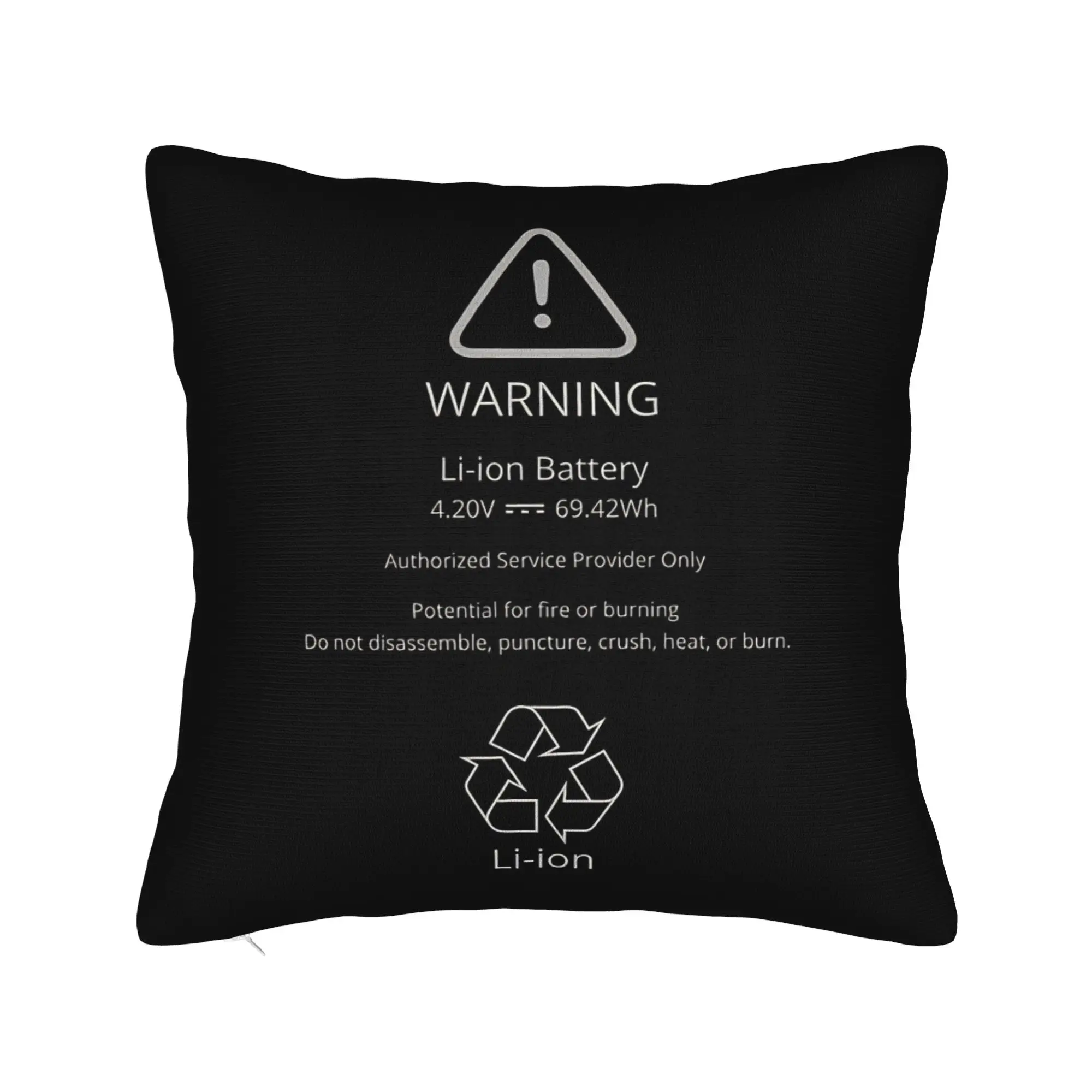 Swollen Battery  Lithium-ion Battery Square Pillow Case  Cushion Cover Custom Zipper Throw Pillow Case Cover for Home 45x45cm