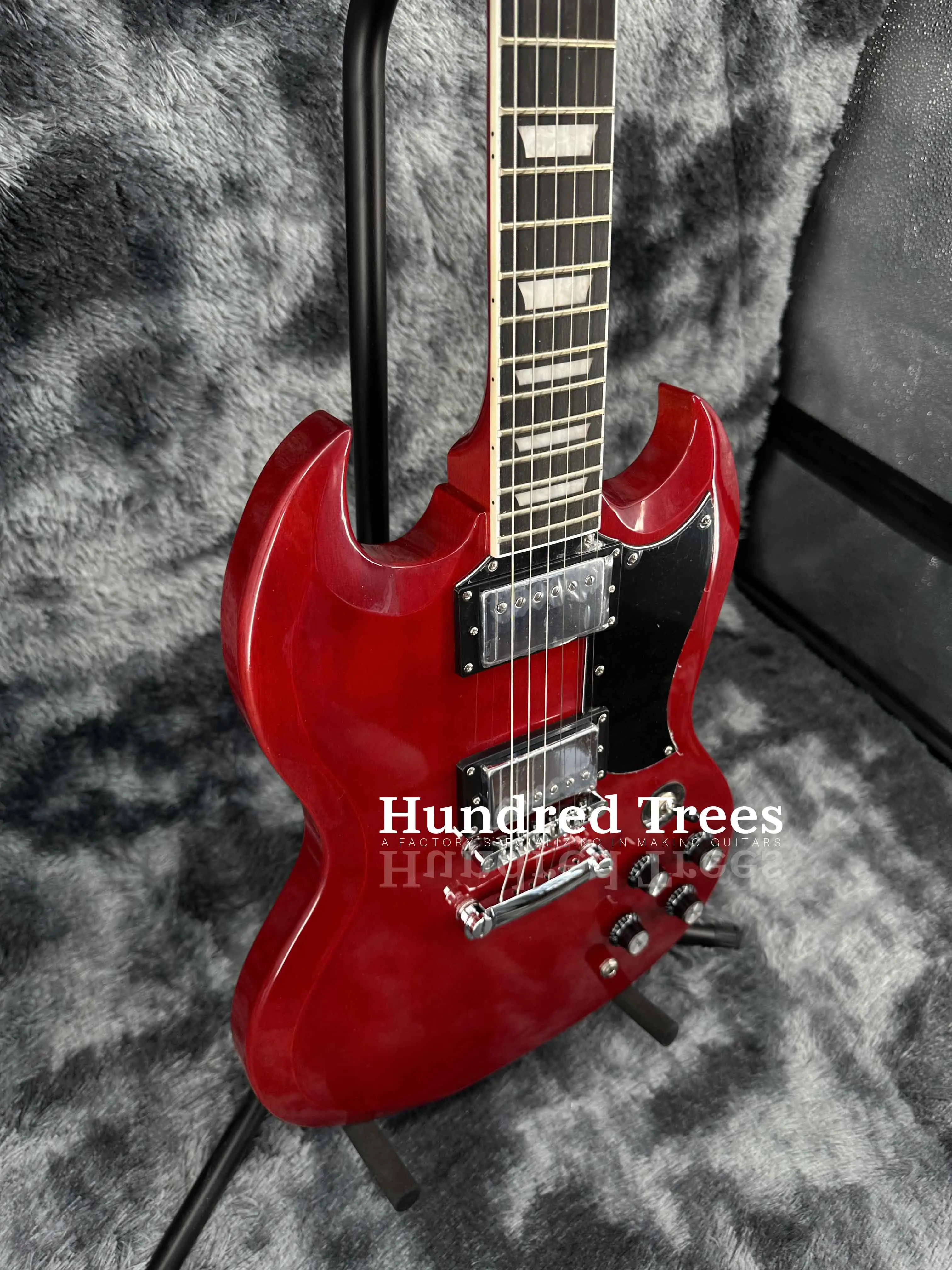 Custom Red, electric guitar 6 strings H-H pickups solid body chrome hardware pieces-spot free delivery