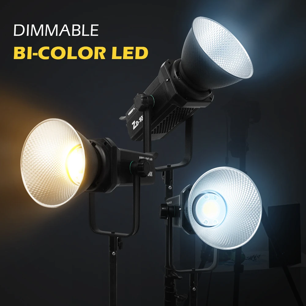 ZD LED Video Light BiColor 2700K-7500K Photo Studio COB LED Video Light Bowens Mount Continuous Output Lighting CRI96 Fill Light