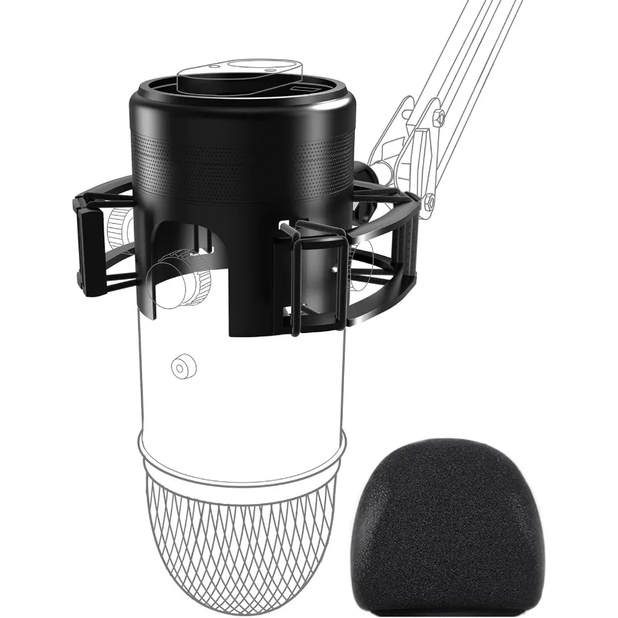 

Custom Built for Blue Yeti Shock Mount with Pop Filter 2025 Upgrade AntiVibration Suspension Elastic Shock Mount Holder Clip Mi