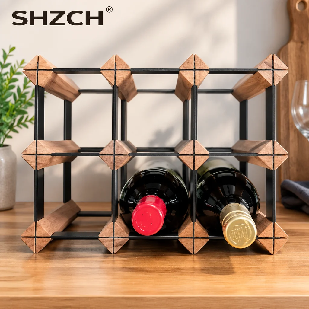 Diamond Grid Mini Wine Storage Rack Display Shelf Cabinet Lattice Organizer for Wine Collections